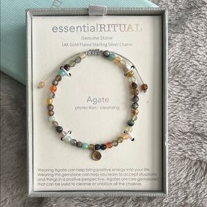 Genuine Stone Agate Bracelet with Charm